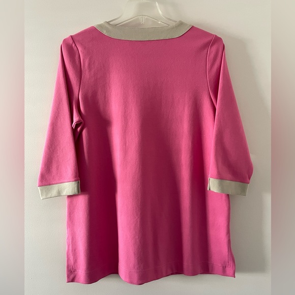 Liz Claiborne Pink Elegant Tunic Top Cotton Blend Size Large - Picture 6 of 7